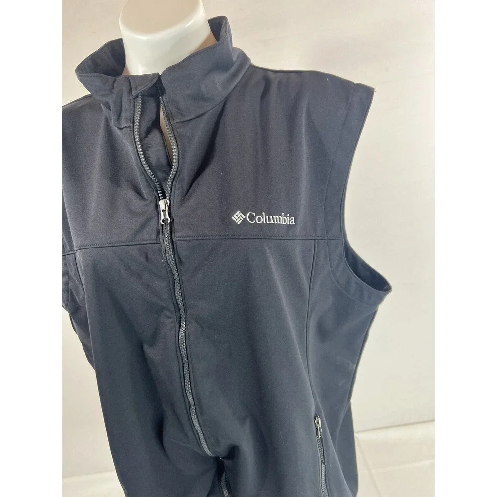 Columbia Fleece Vest Mens XL Black Full Zip Gorpcore Hiking Outdoor Layer